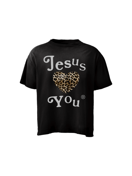Jesus Love you cheetah print tee