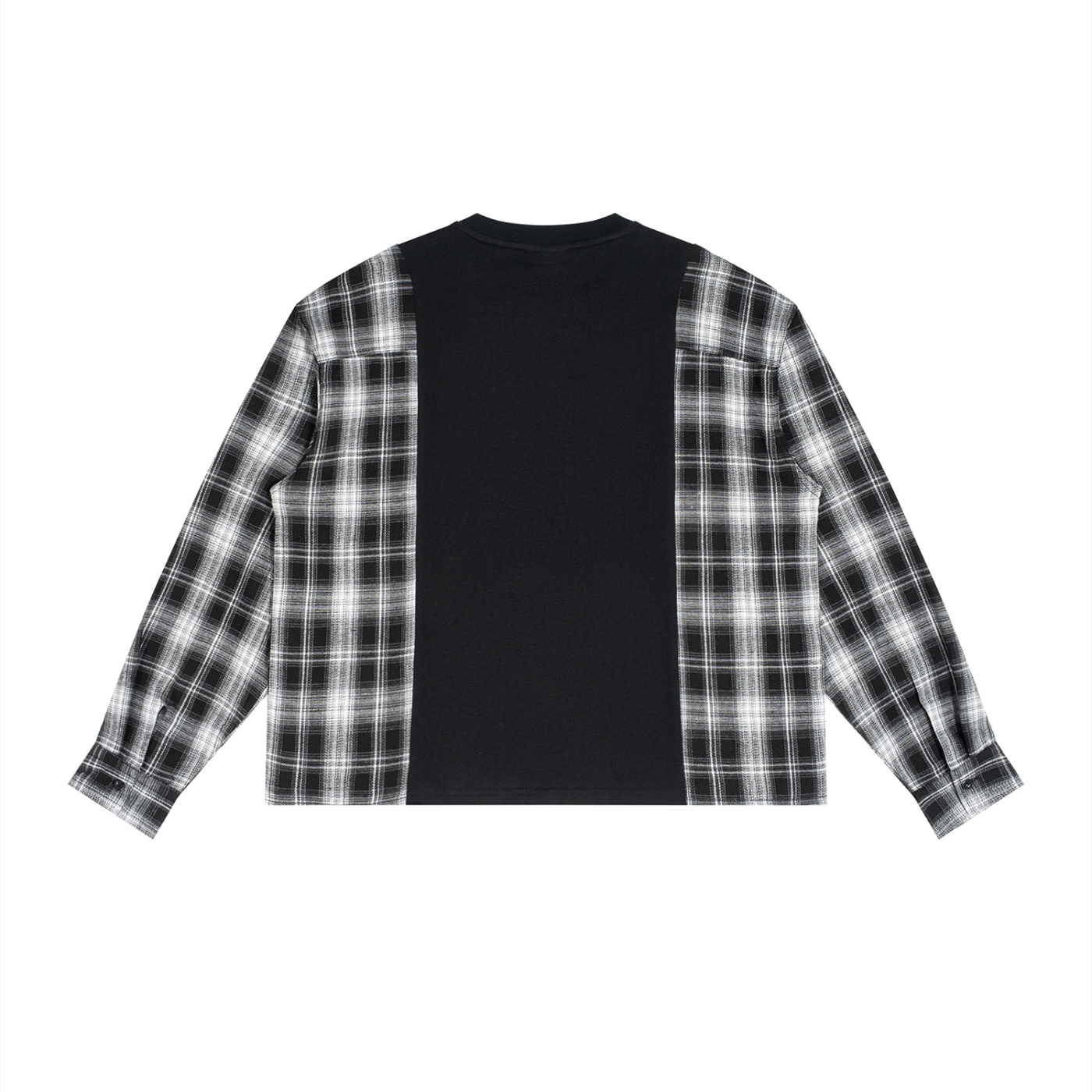 WEST COST Plaid Panel Long Sleeve T-Shirt